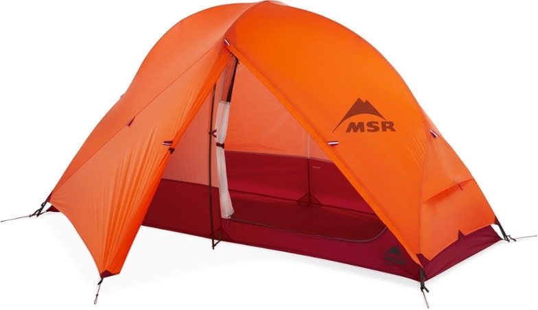 MSR Access 1 tent set up in a snowy landscape, showcasing its lightweight design and stability.