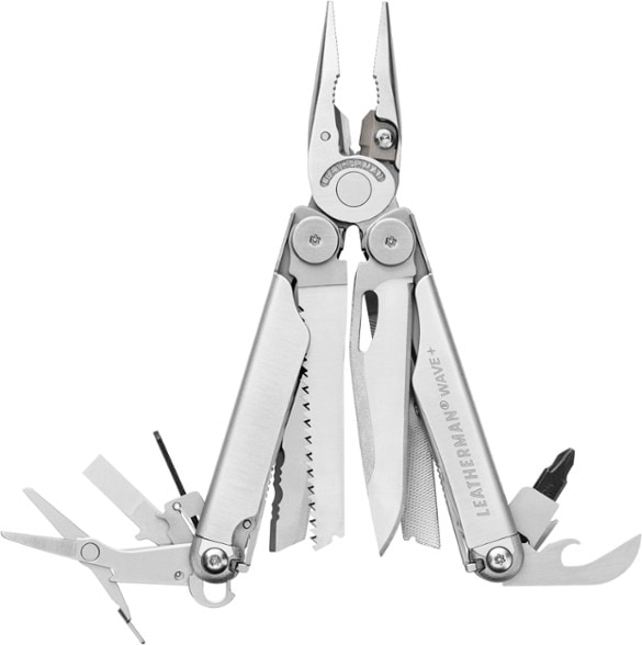Leatherman Wave Plus multi-tool with needle-nose pliers and knife features.
