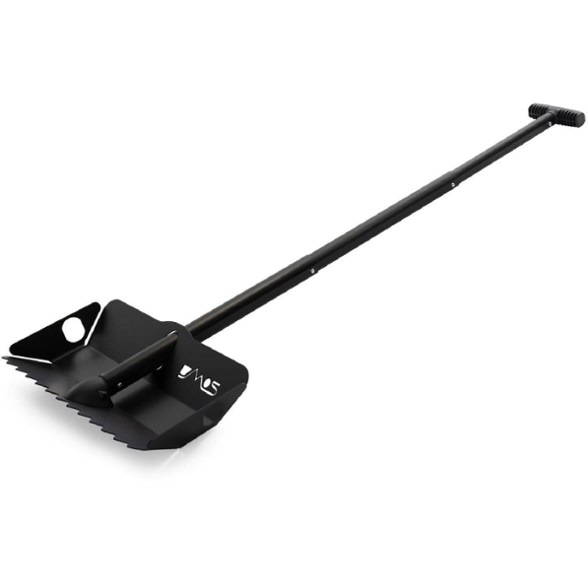 Stealth Trek folding shovel fully extended showing adjustable handle lengths for camping and survival use