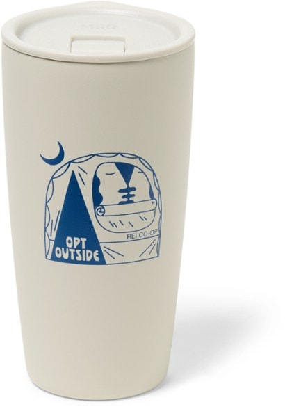 MiiR 16 oz insulated tumbler with a splashproof lid, perfect for camping.