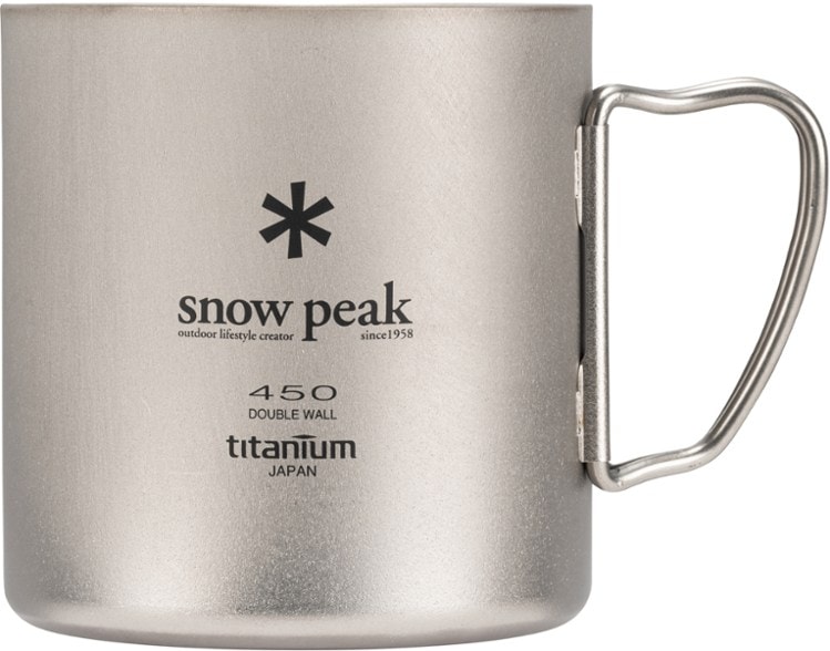 Alpine Titan 450 Insulated Mug with foldable handles, perfect for camping trips.