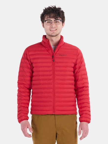 Front view of the Eco-Friendly Featherless Insulated Jacket for outdoor use.