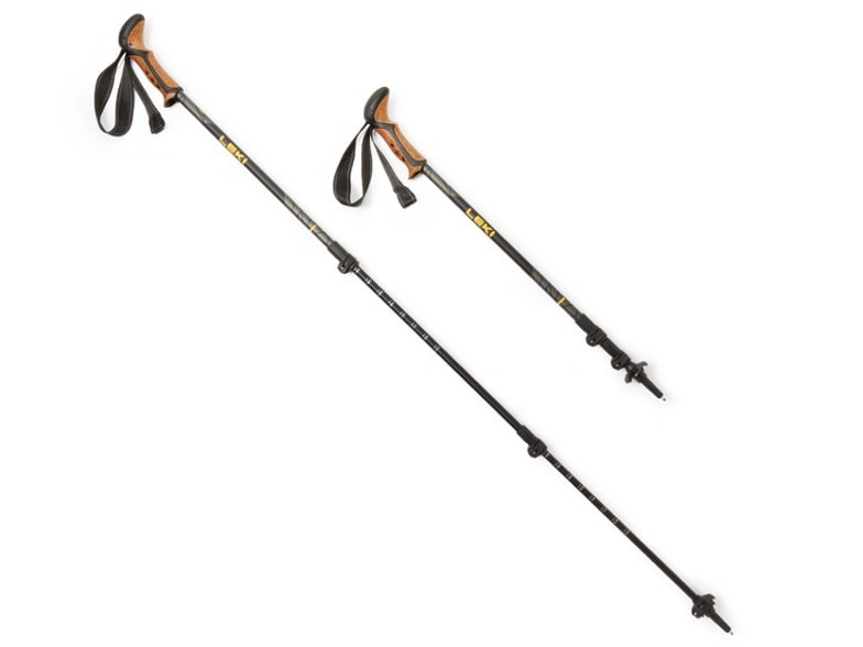 Leki Khumbu Lite trekking poles showcasing ergonomic grips and adjustable length.