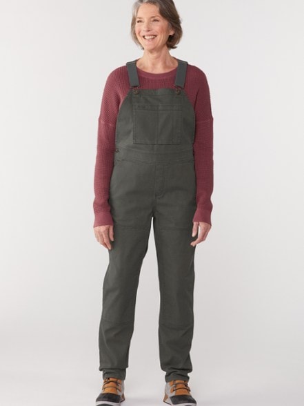 Front view of Trailblazer women's work overalls showing utility pockets.