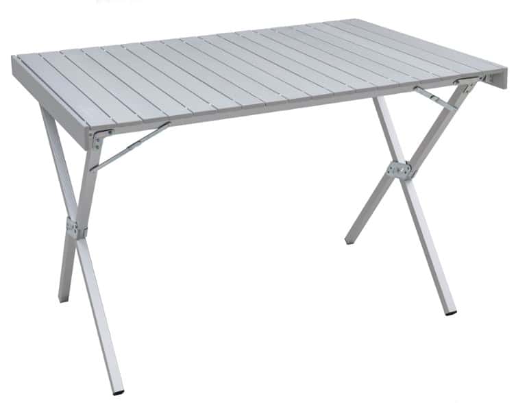 ALPS Mountaineering Portable Dining Table viewed from the side at a campsite.