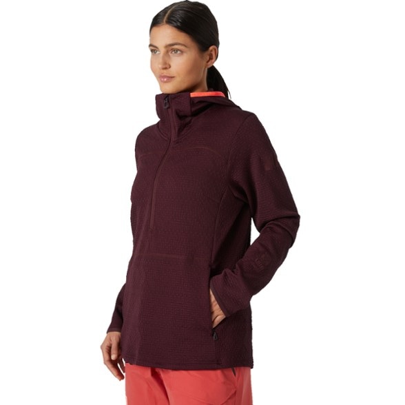 Front view of Helly Hansen women's Powderqueen thermal mid layer with high collar
