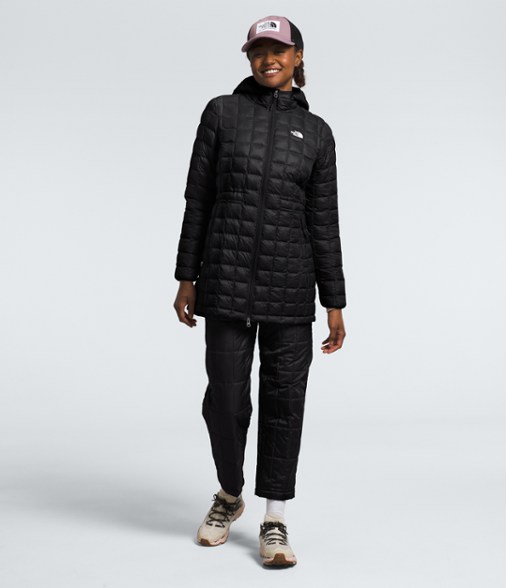 Eco-Friendly Women's ThermoBall Insulated Parka front view showcasing the quilted design.