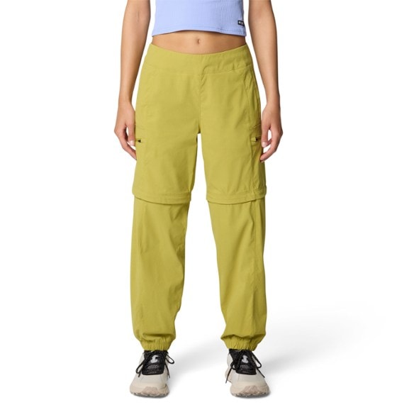 Front view of Dynama Flex convertible joggers for women showcasing lightweight joggers design and zip-off shorts feature