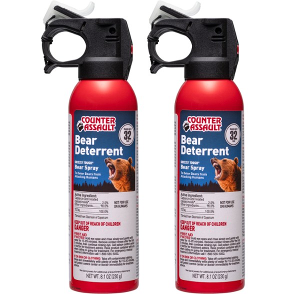Premium Bear Spray with Holster, showcasing the 8.1 oz canister and glow-in-the-dark safety features.