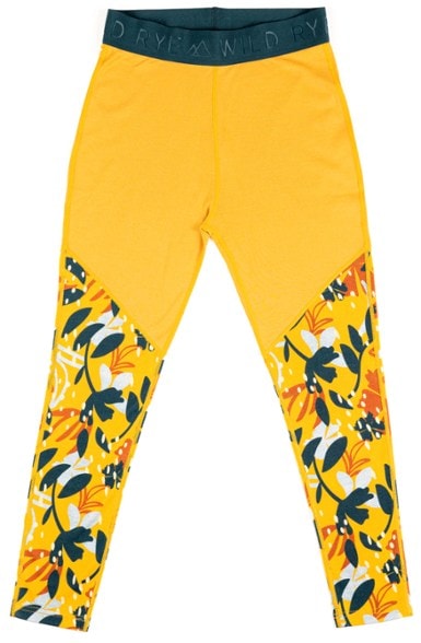 Side view of Jane merino wool leggings showcasing the iridescent waistband and contrast detailing.