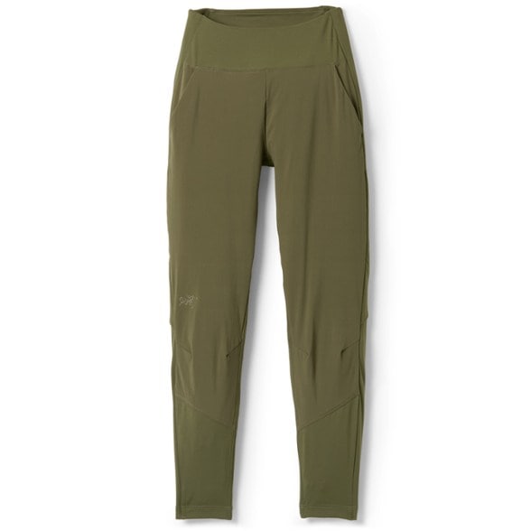 Close-up of women's insulated base layer pants showing the soft microfleece texture.