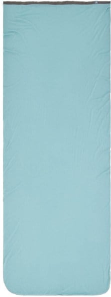 Top-down view of SummitBreeze sleeping bag liner laid flat inside a rectangular sleeping bag