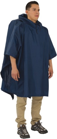 Adventure Ready poncho displayed in a scenic hiking environment, showcasing its waterproof feature.