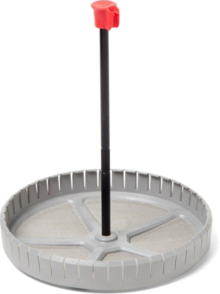 WindBurner Duo camping coffee press showing sturdy stainless steel strainer and gasket