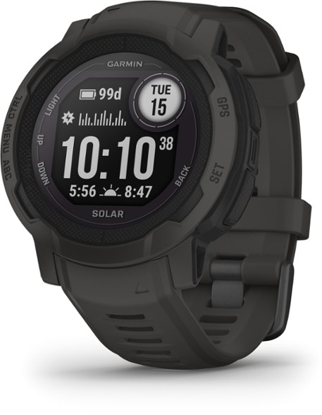 Garmin SolarPro GPS watch on hiker’s wrist showing compass mode