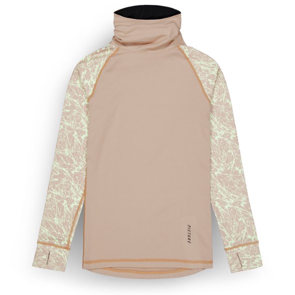 Front view of the eco-friendly high neck fleece pullover for women, showcasing its stylish design and thumbholes.