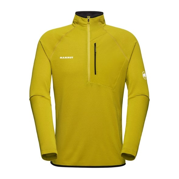 Front view of men's pullover showing lightweight breathable fabric ideal for hiking clothing