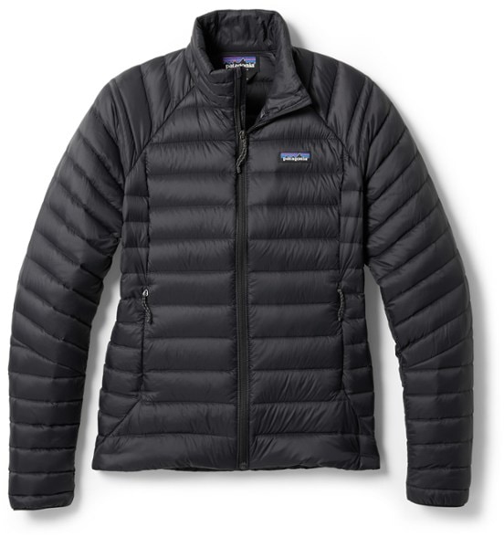 Patagonia Women's Packable Down Jacket in outdoor setting with scenic mountain backdrop.
