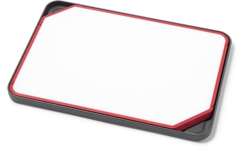 Portable cutting board with tray set, ideal for outdoor camping meal prep.
