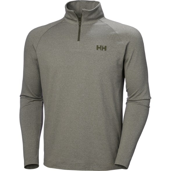 Front view of men's midlayer TrailCore™ half-zip shirt worn on a trail hike