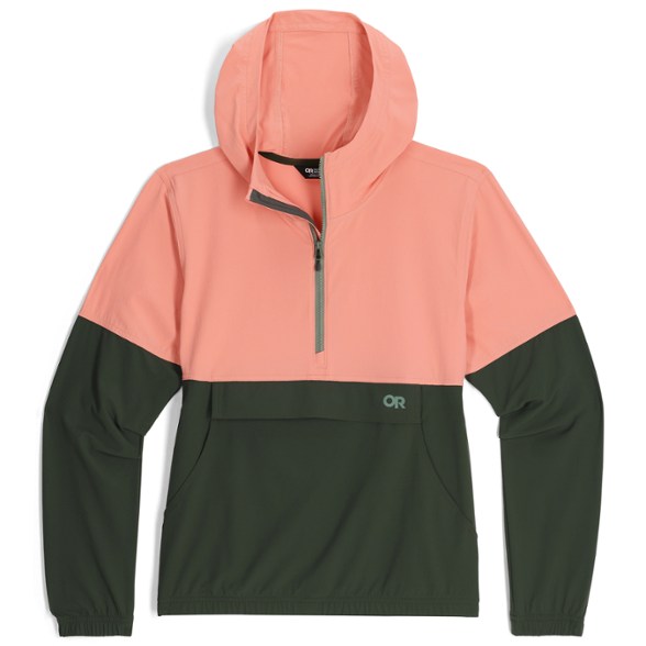 Front view of Ferrosi Breeze women's anorak showing water-resistant coat design and hood