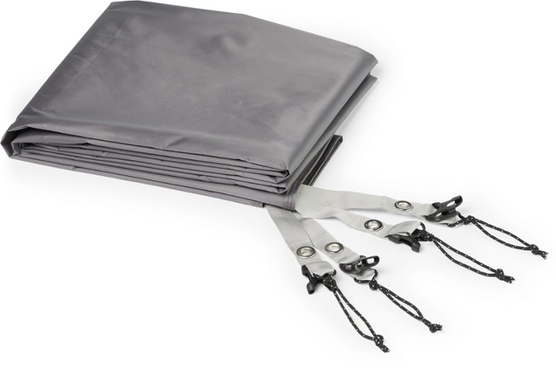 Top view of the Half Dome 2 Plus tent footprint showing precise grommet alignment for easy setup