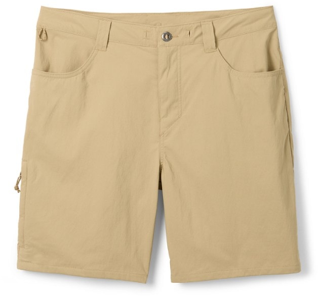 Eco-friendly hiking shorts for men featuring a stretch-woven fabric and curved waistband, ideal for outdoor activities.