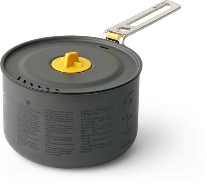 Frontier Ultralight Pot showing its ceramic nonstick surface and removable handle.