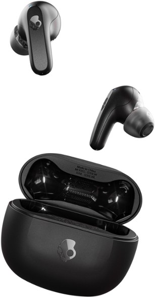 Skullcandy Rail Pro True Wireless Earbuds displayed on a desk, highlighting their sleek design.