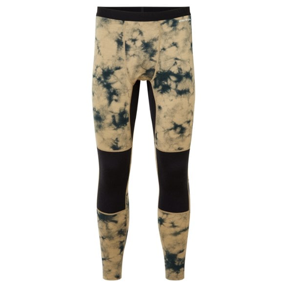 Front view of men's thermal leggings made from merino wool, showing slim tech fit and flatlock seams