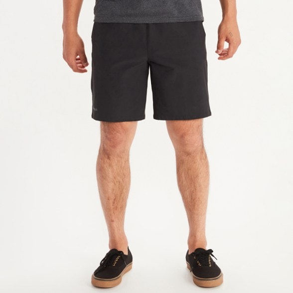 Front view of men's hiking shorts with UPF protection and stretch fabric