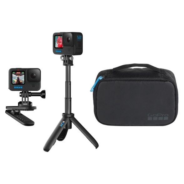 Shorty Mini Extension Pole extended for a group shot with GoPro