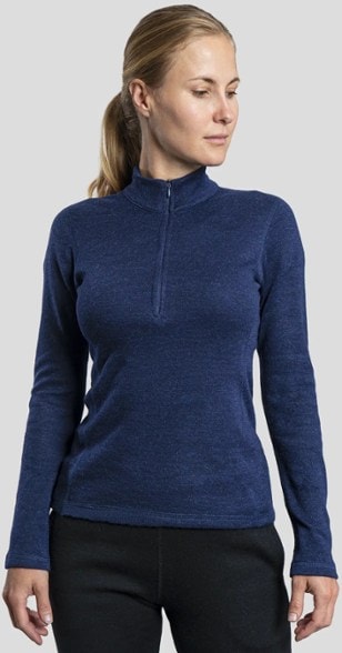 Front view of the Arms of Andes Women's Lightweight Alpaca Wool Top, showcasing its half-zip design.