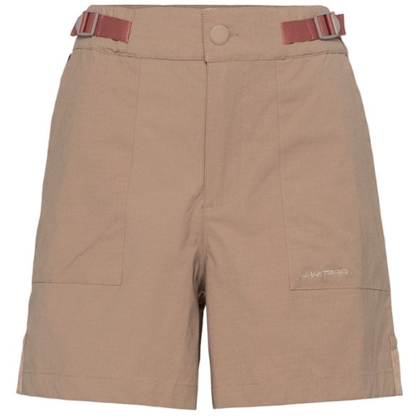 Front view of Kari Traa Ane Bermuda shorts highlighting the high waist and adjustable waistband, ideal for hiking.