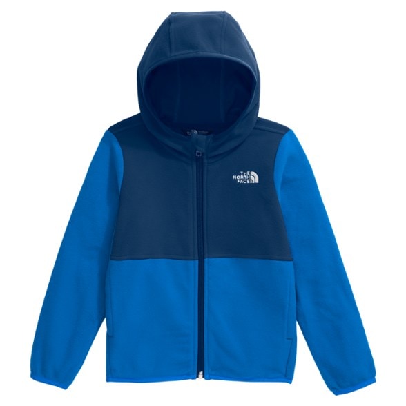 Front view of the recycled polyester hoodie for toddlers, showcasing the cozy hood and pockets.