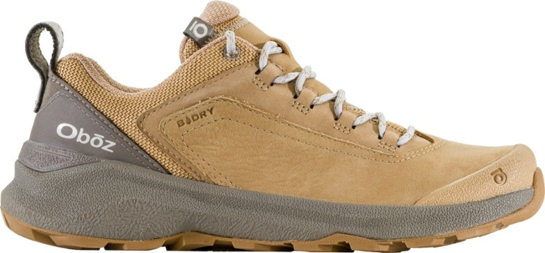 Side view of TrailGuard women's hiking footwear showing mesh and nubuck leather construction
