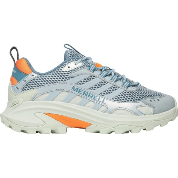 Top-down view of breathable trail shoes showing mesh upper and lace design
