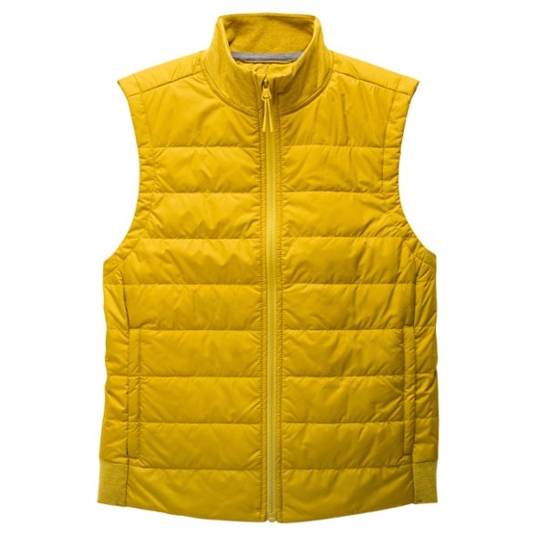 Women's insulated vest showcasing water-repellent features and cozy design.