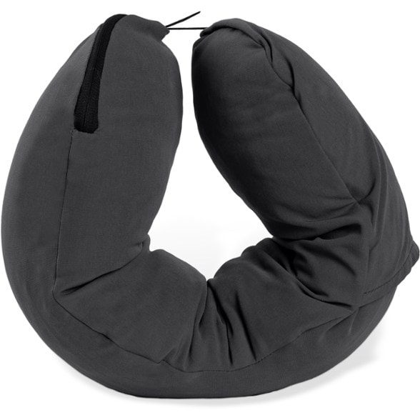 Versatile travel pillow in neck pillow mode, showcasing its soft texture and support.