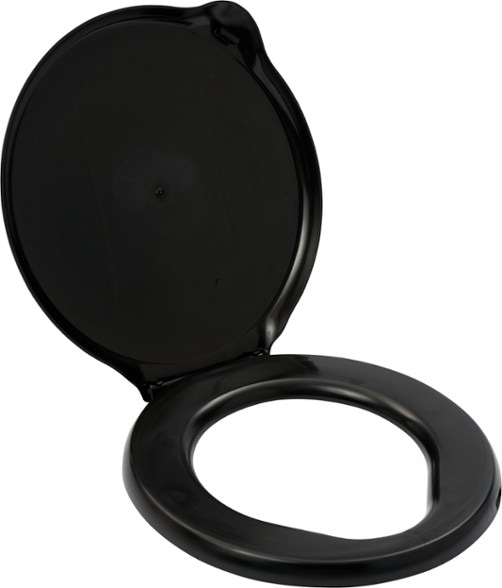 Luggable Loo seat and cover on a 5-gallon bucket, ideal for camping