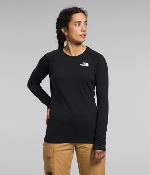 North Face Women's Pro 160 Cold Weather Base Layer Top front view in winter setting.