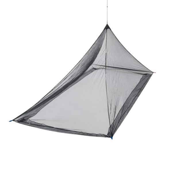 TrailGuard lightweight mosquito net hanging over camping cot with bugproof seal