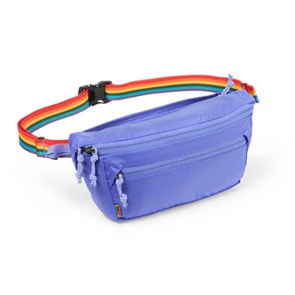 Front view of the Pride Trail 2 Hiking Waist Pack showing its spacious compartments and water-resistant exterior.