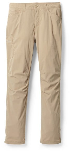 Front view of Explorer's Active Travel Pants for Men, showcasing its sleek design and insect-repellent feature.