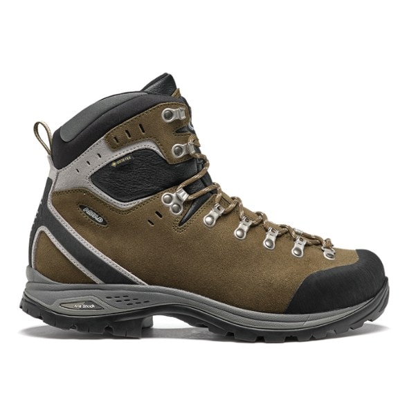 Side view of men's hiking shoes showing Perwanger leather and waterproof finish