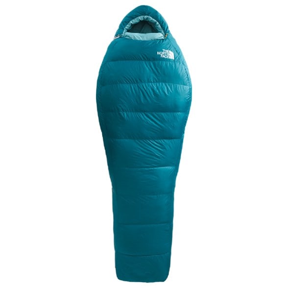 Eco Trail Lite 20° Down Backpacking Sleeping Bag with hood and cinch collar in an outdoor setting.