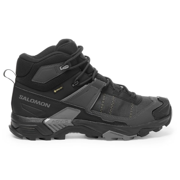 Side view of the X Ultra 5 Mid GORE-TEX men's hiking boots showcasing the breathable material.