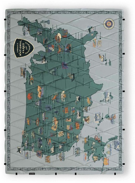 Nomadix Puffer Blanket folded and packed for camping trips, ideal for outdoor enthusiasts.