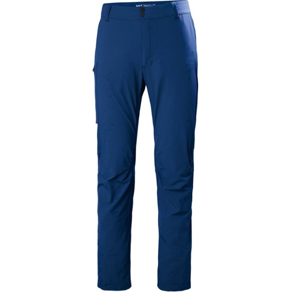 Men wearing Outdoor Explorer Soft-Shell Pants while hiking on rocky terrain, showcasing flexibility.