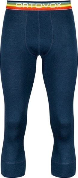 Side view of men's merino wool base layer shorts in vibrant colors